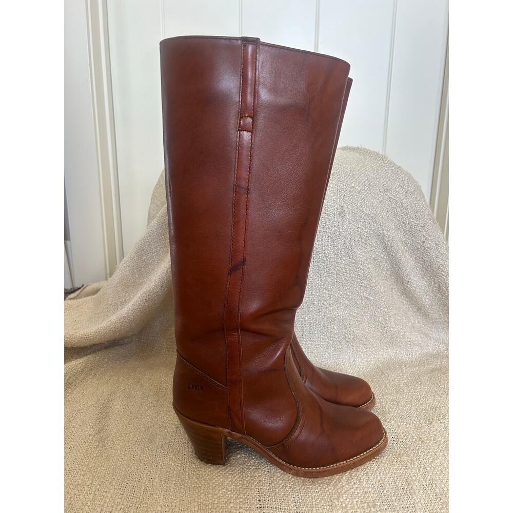 Vintage Dexter 70’s Stacked Heel Brown Cowboy Boots Size 7.5